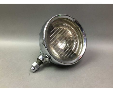 TWO VINTAGE AUTOMOBILE LIGHTS MID 20TH CENTURY along with two rope car door pulls