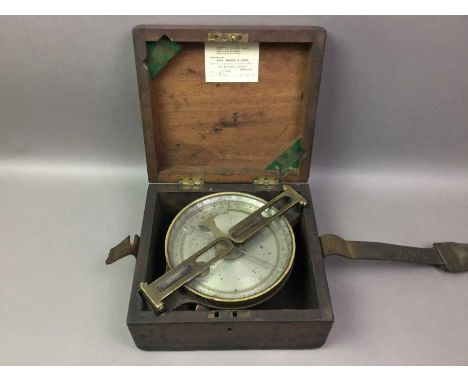 JAMES WHITE OF GLASGOW, SURVEYOR'S COMPASS LATE 19TH / EARLY 20TH CENTURY housed in original mahogany casethe case 24cm wide
