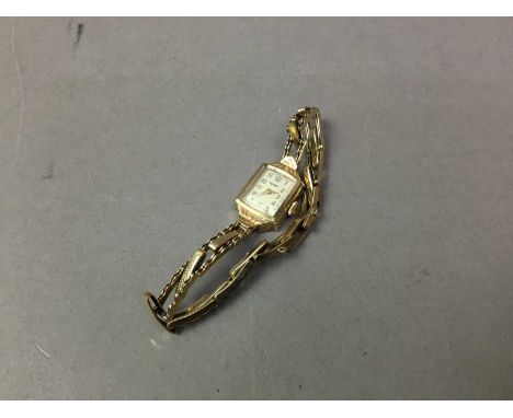 LADY'S ROTARY BRACELET WATCH AND ANOTHER each cased in nine carat gold and with rolled gold strapsQty: 2
