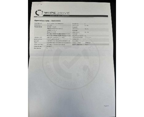 HP ELITEBOOK LAPTOP model 840G2 8GB/500GB HDD, accompanied by a Wipedrive certificate