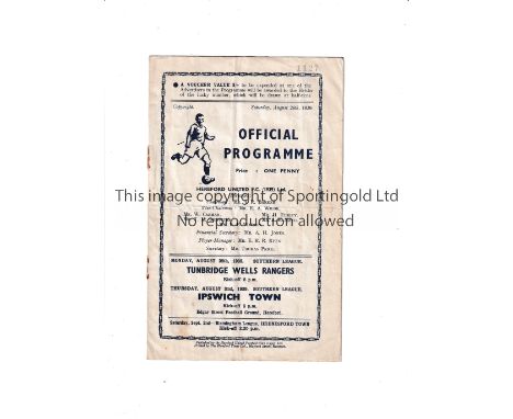 HEREFORD UNITED V KIDDERMINSTER HARRIERS 1939 / FIRST MATCH IN THE SOUTHERN LEAGUE     Programme for the match at Hereford 26