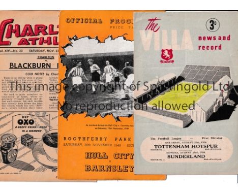 1950'S FOOTBALL PROGRAMMES      Ninety seven programmes with 77 being 1950's. Includes 5 X 1940's, Hull v Barnsley and Blackb
