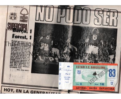 BARCELONA V NOTTINGHAM FOREST 1980 EUROPEAN SUPERCUP      Match ticket and Dicen newspaper 6/2/1980 with a front page report 