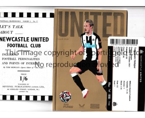 NEWCASTLE UNITED       Lets Talk About Newcastle United Football Club. Series 1 no 17 from the 1940's together with a home pr
