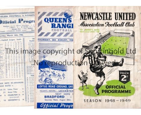 1940'S &amp; 1950'S FOOTBALL PROGRAMMES       Fourteen programmes: Newcastle v Stoke 48/9, QPR v Leicester 48/9 scores entere