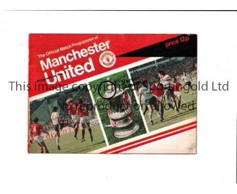 MANCHESTER UNITED V ARSENAL 1977      Programme for the League match at United 5/11/1977 with incorrect printing on the front
