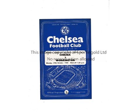 CHELSEA     Programme for the home League Cup tie v Workington 24/10/1960. First season of the Competition. Very slight verti