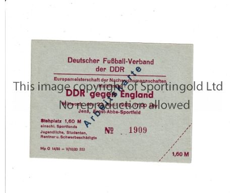 EST GERMANY U-21 V ENGLAND U-21 1980     Unused ticket for the match in Jena 23/4/1980.    Good