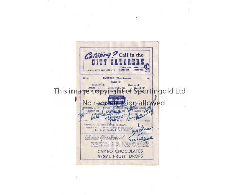 ARSENAL AUTOGRAPHS 1947/8      Programme for the away League match v Everton 13/3/1948 in Arsenal's Championship season. The 