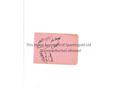 ARSENAL AUTOGRAPHS 1945     An album sheet signed by 7 players in the squad that played Dynamo Moscow 21/11/1945 including Ma