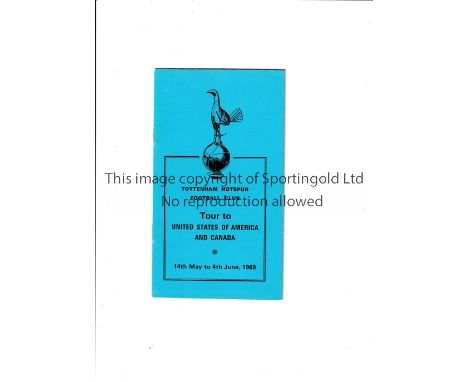 TOTTENHAM HOTSPUR     Official Club Itinerary for the Tour of USA and Canada 14 May - 4 June 1969.     Very good