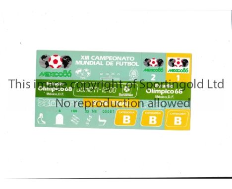 1986 WORLD CUP      Unused ticket for Italy v France Round of 16 match 10/6/1986 at the Olympic 68 Stadium. Staple holes on t