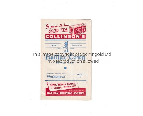 WORKINGTON / FIRST LEAGUE MATCH     Programme and newspaper report for the away League match v Halifax Town 18/8/1951, staple