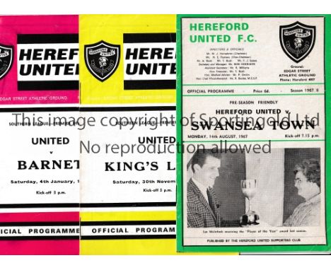HEREFORD UNITED / JOHN CHARLES    Six home programmes with Charles in the line-up 67/8 v Swansea Town Friendly, 68/9 v King's