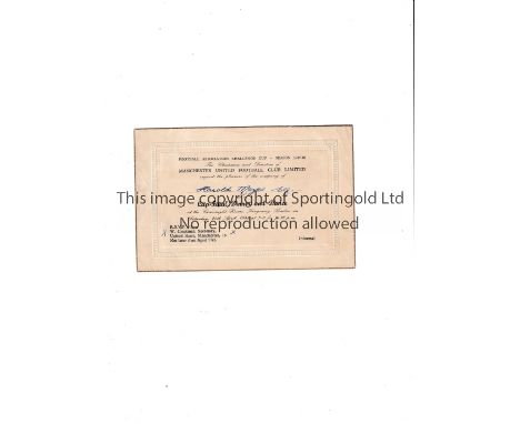 1948 FA CUP FINAL   A Manchester United directors invite / ticket to the FA Cup Final dinner at the Connaught Rooms, London o