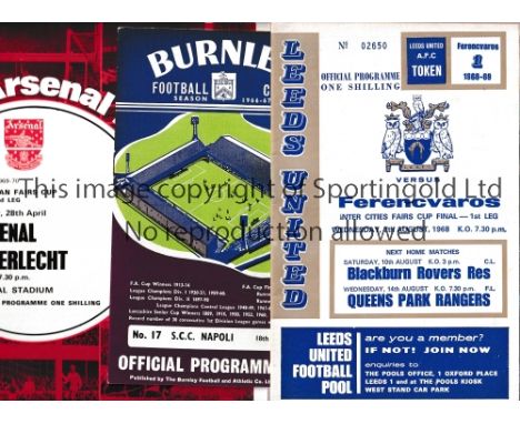 EUROPEAN PROGRAMMES      Eleven programmes, 10 of which are for Fairs Cup ties, 1FC Köln Cologne v Rangers 67/8, Racing Club 