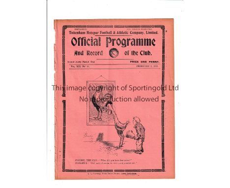 TOTTENHAM  HOTSPUR       Programme for the home League match v Port Vale 9/2/29, ex-binder. Generally good