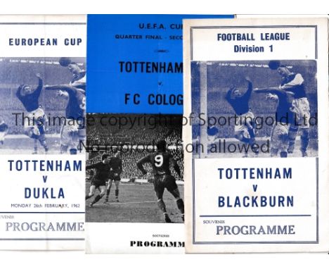 TOTTENHAM HOTSPUR     Six home Pirate programmes v Blackburn 61/2 Tucketts, Cologne 72/3 Nicholls, Dukla 61/2 Tucketts, Lyon 