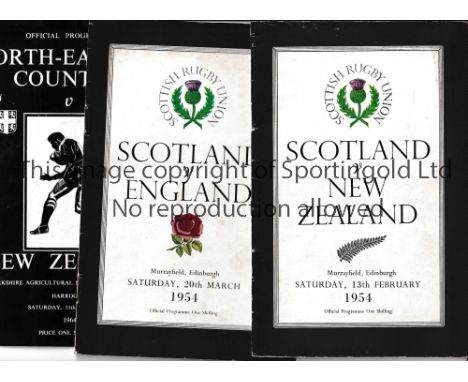 RUGBY UNION PROGRAMMES / NEW ZEALAND ALL BLACKS     Fourteen programmes including Scotland v New Zealand 1954, scores entered