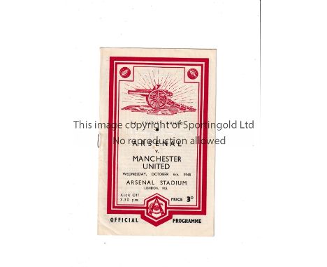 1948 CHARITY SHIELD      Programme for Arsenal at home v Manchester United, very slight horizontal crease.     Generally good