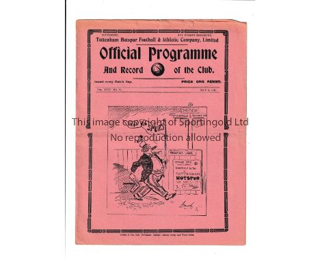 TOTTENHAM HOTSPUR       Programme for the home London Combination match v QPR 6/5/1939, slight horizontal fold and minor tear