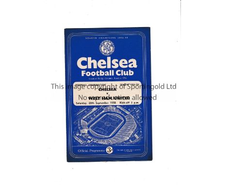CHELSEA V WEST HAM UNITED      Four programmes for Football Combination matches at  Chelsea, 55/56, 56/57, 57/58 and 58/59 wi