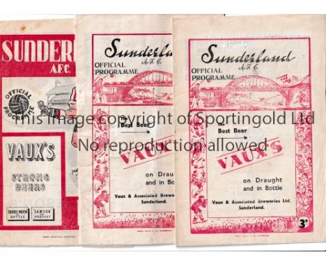 SUNDERLAND    Fourteen home programmes including v Blackpool 49/50 X 2, one with wear on the cover and the other with punched