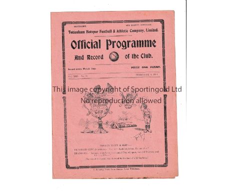 TOTTENHAM HOTSPUR       Programme for the home League match v Bradford Park Avenue 3/2/1921.       Generally good