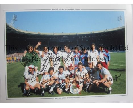 WEST HAM UNITED       Autographed 16 x 12 photo Edition of players celebrating with the FA Cup following a 1-0 victory over A