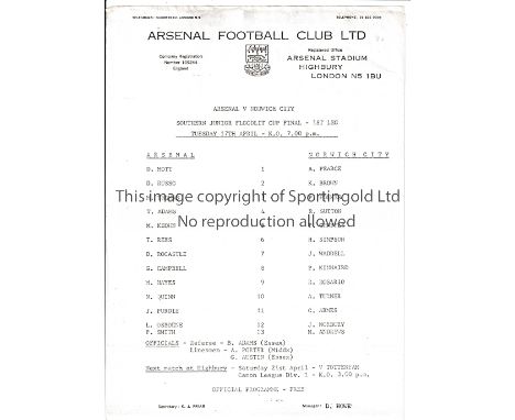 ARSENAL     Three single sheet programmes for SJFC Finals v Norwich City home 1984 and Ipswich Town 1986 home and away.     G