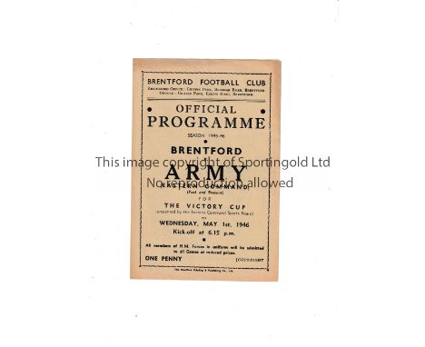 BRENTFORD     Programme for the home Friendly v Army Eastern Command 1/5/1946, very slight horizontal crease.     Generally g