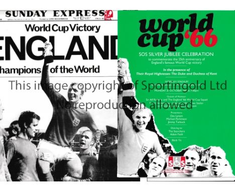 1966 WORLD CUP      Menu and ticket application form for the SOS Silver Jubilee Celebration at Wembley Stadium 21/10/1991 to 
