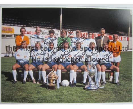 DERBY COUNTY       Autographed 16 x 12 photo Edition of the 1971/72 First Division Champions posing with their trophy at the 