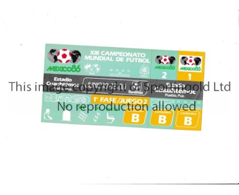 1986 WORLD CUP      Unused ticket for South Korea v Italy 10/6/1986 at the Cuauhtemoc Stadium. Staple holes on the left.   Ge