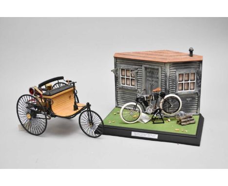 A 1:10 scale model 1903 Harley Davidson with diorama by Franklin Mint Precision Models, boxed, number 3855 of 9000, together 