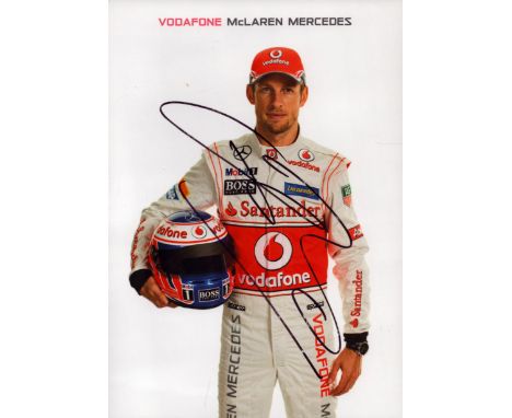 Jenson Button MBE signed McLaren Mercedes F1 information card. Good Condition. All autographs come with a Certificate of Auth