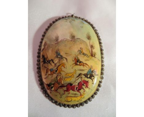 A hand painted Mother of Pearl shell pendant.