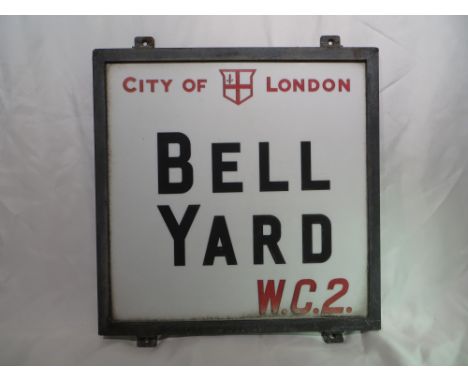 An original vintage London street sign: Bell Yard. H:46cm x W:46cm. PLEASE NOTE THAT THIS ITEM IS EXCLUDED FROM OUR P&P SERVI