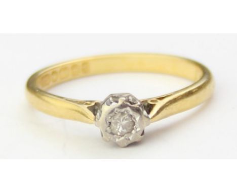 [2.38g, M] - and 18ct yellow gold and diamond solitaire ring, marked for Birmingham 1992
