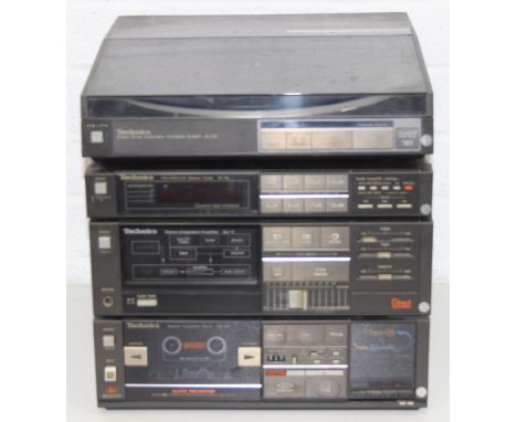 Vintage Technics stacking separates to incl: cassette deck RS-8R, stereo integrated amplifier SU-6, stereo tuner ST-8L, and d