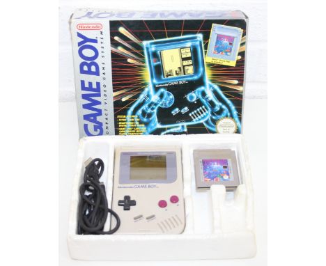 Nintendo Game Boy games console with original box and Tetris cartridge 