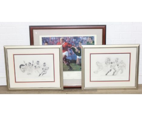 Of Rugby Union interest - Limited edition sports themed prints after the originals by Simon Smith  and Steve Doig to include 