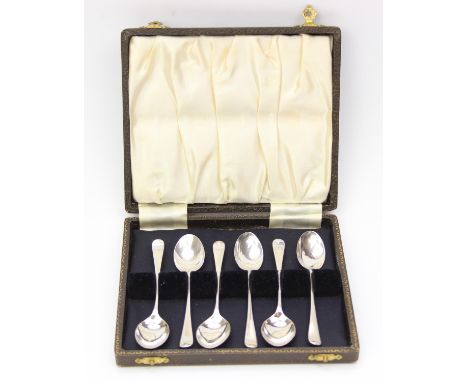 [34.78g] - a boxed set of six silver coffee spoons, Sheffield 1924 by William Gallimore &amp; Sons, each 10cm long