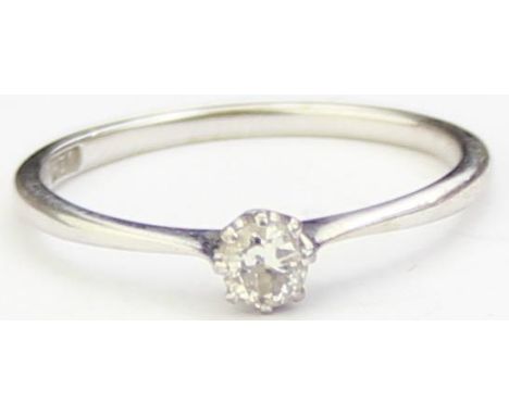[1.48g, L] - an 18ct white gold and solitaire diamond ring, marked W18 and XRF confirmed as 18ct gold, the diamond assessed a
