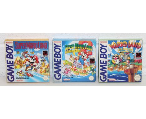 Nintendo Game Boy games: Super Mario Land, Super Mario land: 6 Golden Coins, and Wario Land Super Mario Land 3, all with orig
