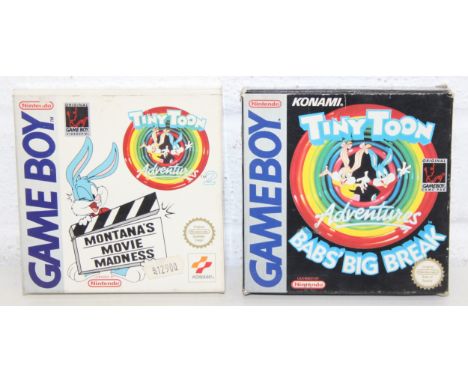Nintendo Game Boy games: Tiny Toon Adventures: Babs Big Break, and Tiny Toon Adventures 2, both with original boxes (Bab's Bi