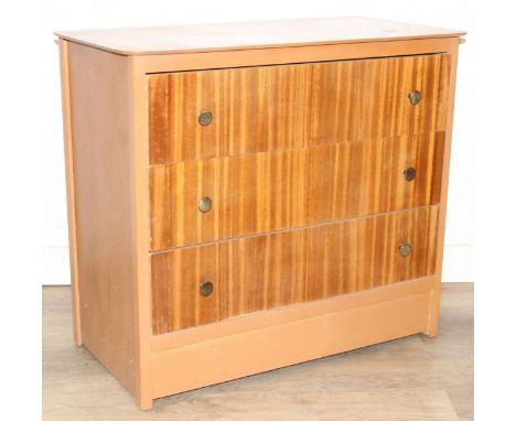 A retro three drawer chest of drawers, 75cm x 37cm x 67cm