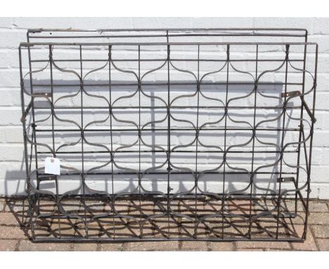 Vintage wrought iron wall mountable 80 bottle wine rack, 103cm x 35cm x 75cm
