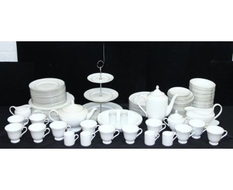 An extensive Wedgwood Signet Platinum pattern dinner and tea service, at least a 12 person setting with extras