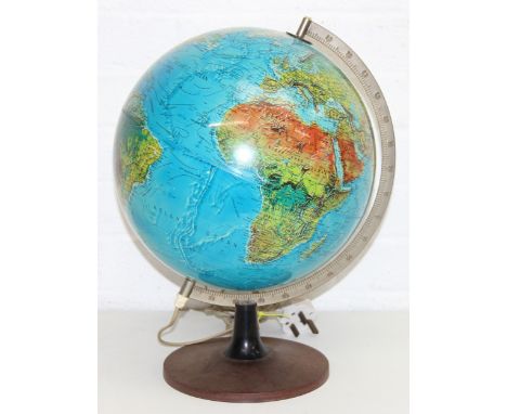 Vintage Danish made terrestrial globe lamp by Scan Globe, dated 1976, 43cm